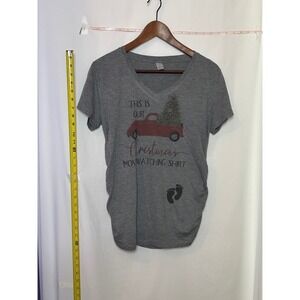 TYD Clothing Maternity Christmas Truck Graphic V-Neck T-Shirt Women's